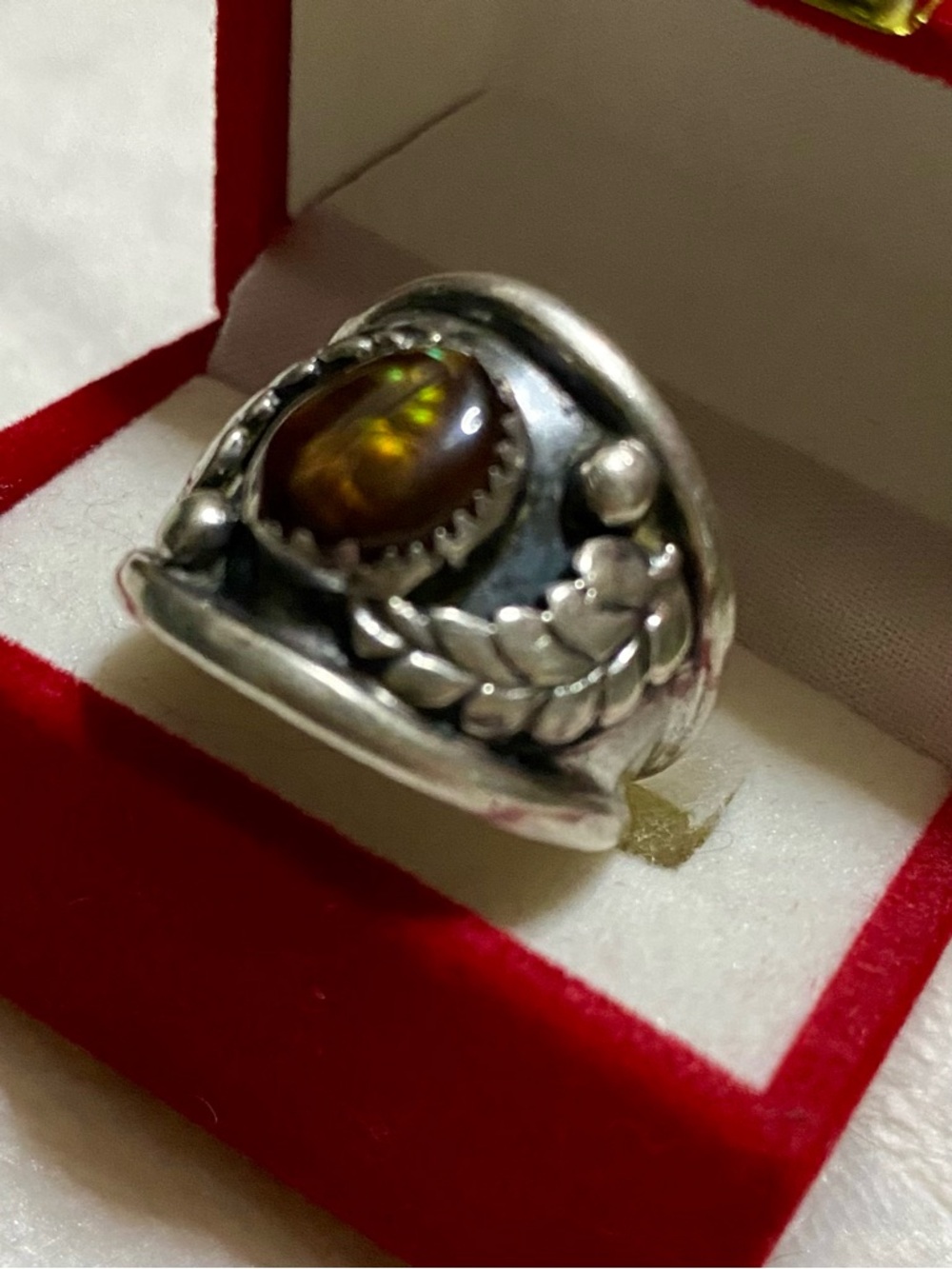 🔥Silver Leaf Ring Fire opal, handmade, genuine silver. Stone🔥